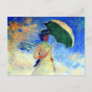 Monet Woman mit einem Sonnenschirm rechts Ankündigungspostkarte