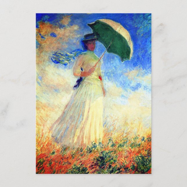 Monet Woman mit einem Sonnenschirm rechts Begleitkarte (Vorderseite)