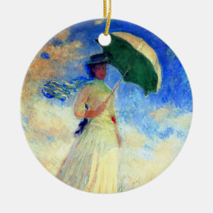 Monet Woman mit einem Sonnenschirm rechts Keramik Ornament