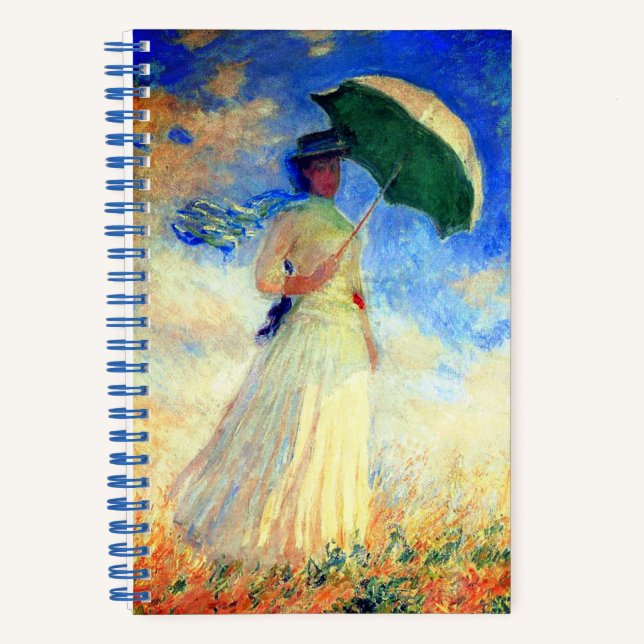 Monet Woman mit einem Sonnenschirm rechts Notizbuch (Vorderseite)
