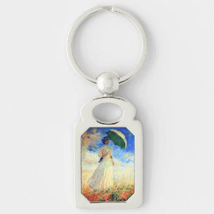 Monet Woman mit einem Sonnenschirm rechts Schlüsselanhänger