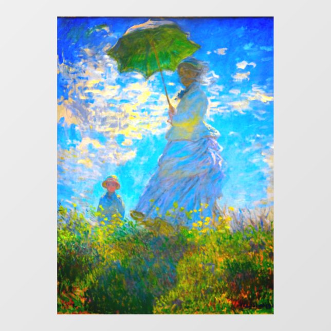 Monet Woman mit Parasol Fensteraufkleber (Blatt)