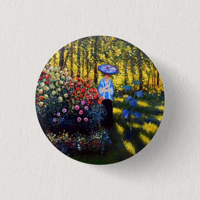Monet Woman mit Parasol im Garten Button (Vorderseite)