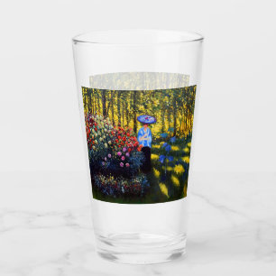 Monet Woman mit Parasol im Garten Glas