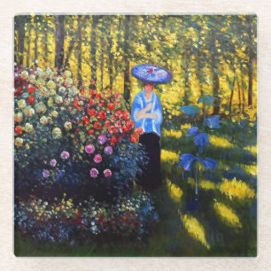 Monet Woman mit Parasol im Garten Glasuntersetzer