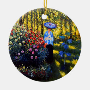 Monet Woman mit Parasol im Garten Keramik Ornament