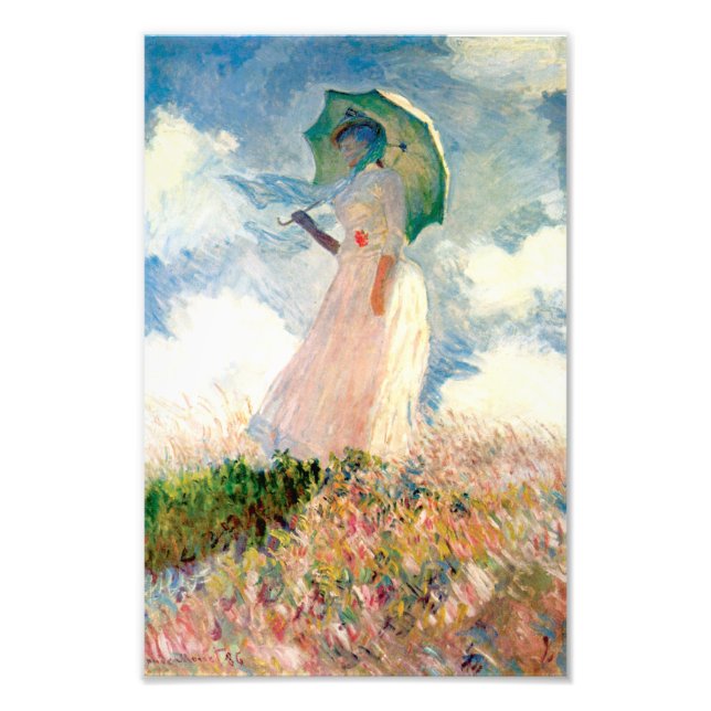 Monet Woman mit Sonnenschirmabdruck Fotodruck (Vorne)