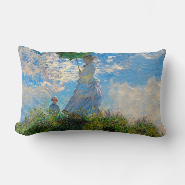 Monet Woman Parasol Impressionismus Lendenkissen (Vorderseite)
