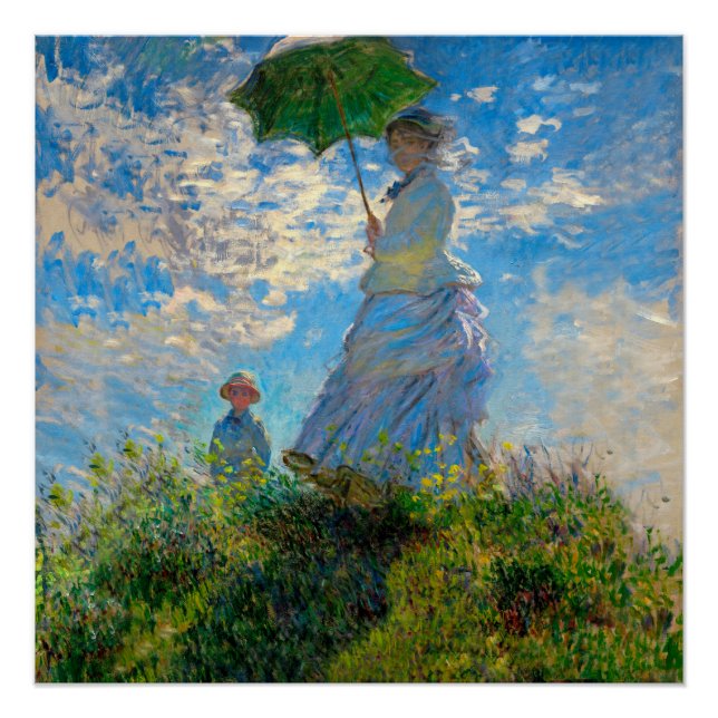 Monet Woman Parasol Impressionismus Poster (Vorderseite)