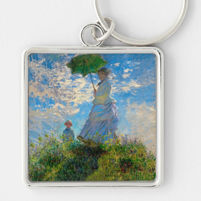 Monet Woman Parasol Impressionismus Schlüsselanhänger (Vorne)