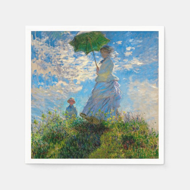 Monet Woman Parasol Impressionismus Serviette (Vorderseite)