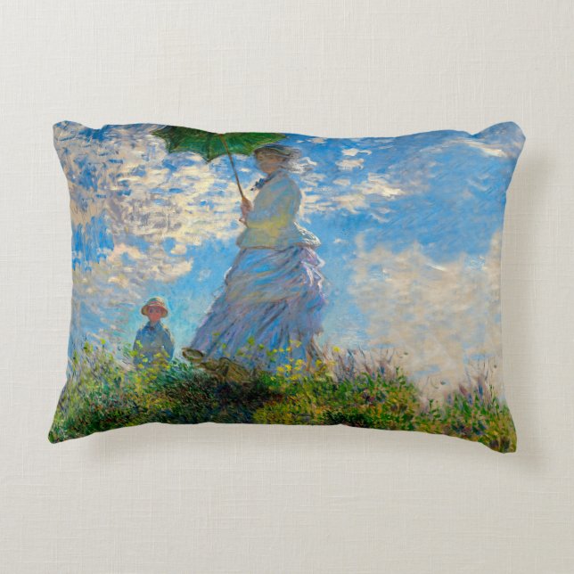 Monet Woman Parasol Impressionismus Zierkissen (Rückseite)