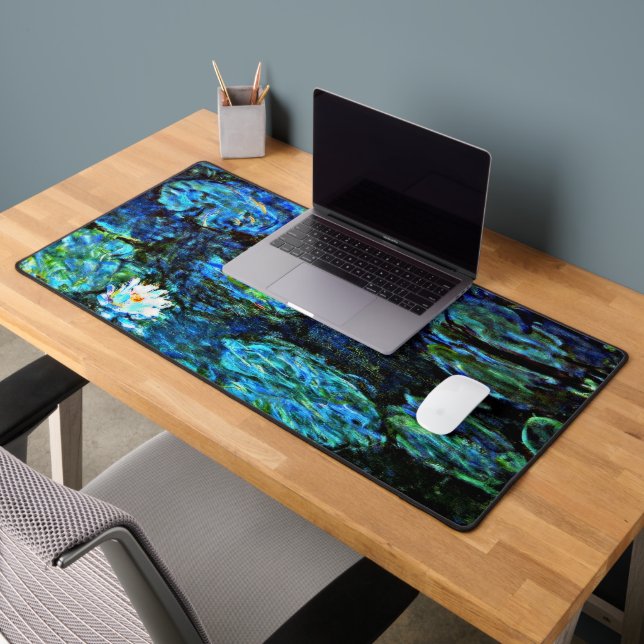 Monetmalerei, Water Lilies, Blau, Schreibtischunterlage (Büro 2)