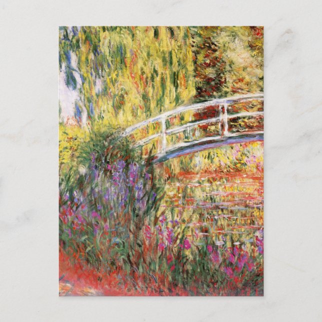 Monet's Bridge und Blume Postkarte (Vorderseite)