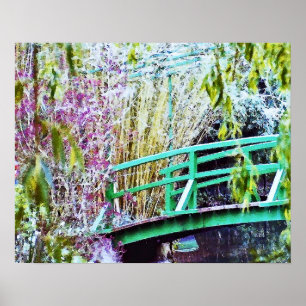 Monets Brücke mit Blumen Poster