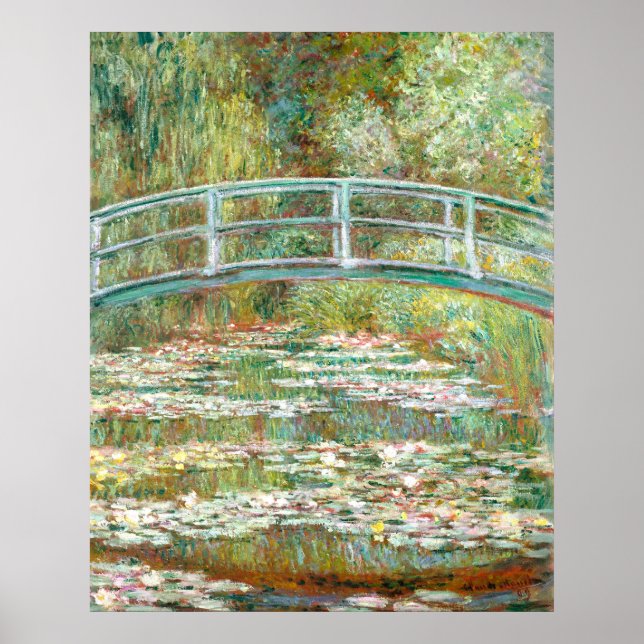 Monets Brücke über einen Teich mit Seerosen Poster (Vorne)