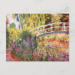 Monets Brücke und Blumen Postkarte