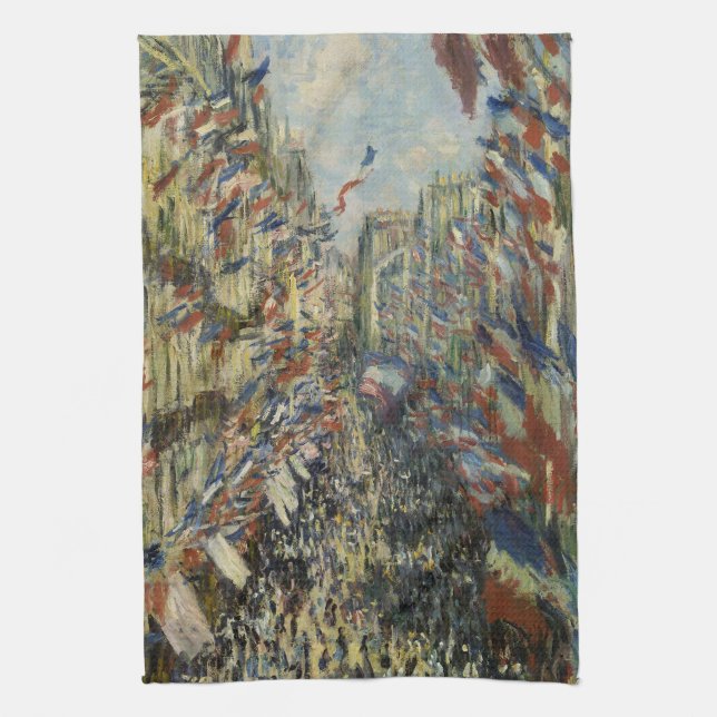Monet's Classic Celebration of Paris Rue Montorue Geschirrtuch (Vertikal)