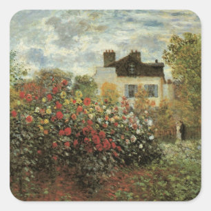 Monets Garten in Argenteuil von Claude Monet Quadratischer Aufkleber