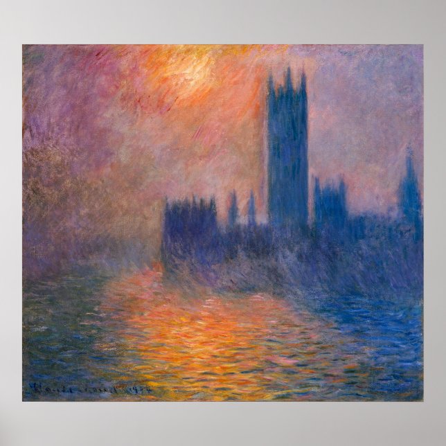 Monet's Houses of Parliament, Sunset Poster (Vorne)