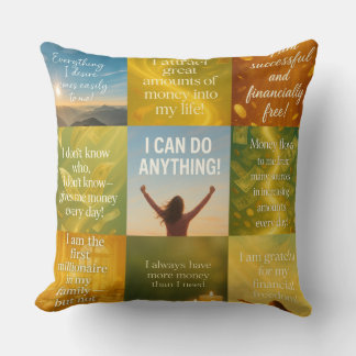 Money affirmation on pillow kissen