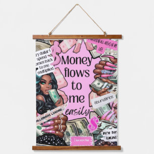 Money Affirmation Wall Tapestry Wandteppich Mit Holzrahmen