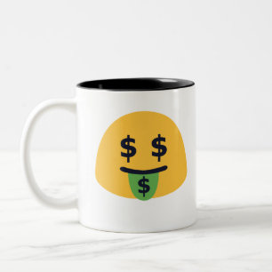 Money Mouth Emoji Zweifarbige Tasse