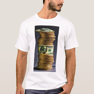 "Money Moves: White T - Shirt with Dollar Print"