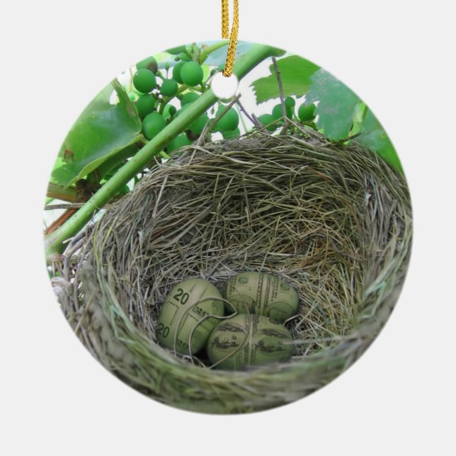 Money Nest Eggs Keramik Ornament (Vorne)