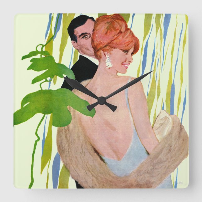 Money On Her Mind Quadratische Wanduhr (Vorderseite)