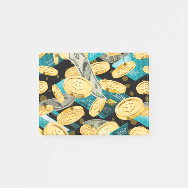 Money Pattern 2 Post-it Klebezettel (Vorderseite)