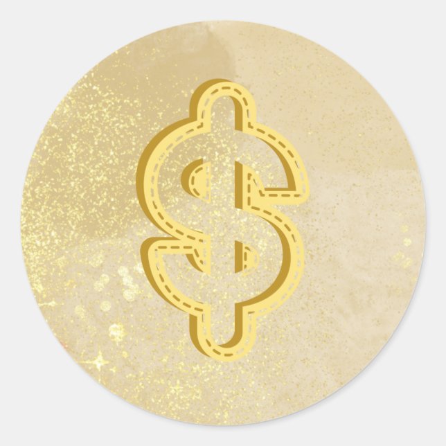 Money Reiki infundierte GelbDollar-Symbol Runder Aufkleber (Vorderseite)