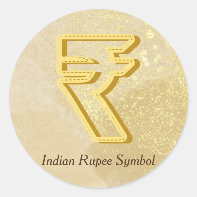 Money Reiki infused Yellow Indian Rupie Symbol Runder Aufkleber (Vorderseite)