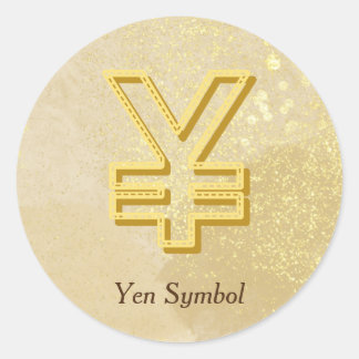 Money Reiki infused Yellow Yen Symbol Runder Aufkleber