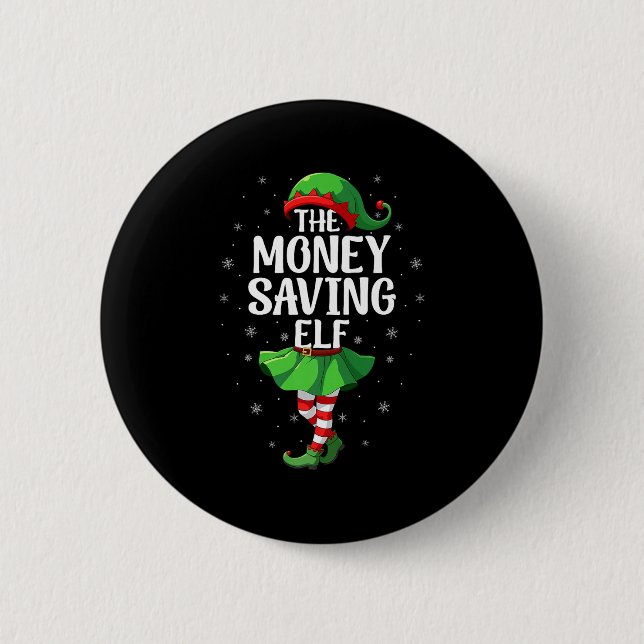 Money Saving Elf Christmas Girls Women Elf Squad X Button (Vorderseite)