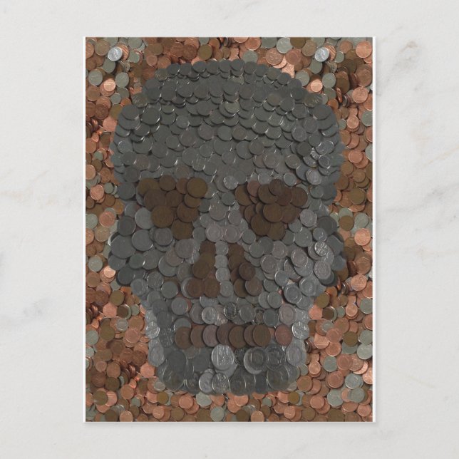 Money Skull Design Halloween Postkarte (Vorderseite)