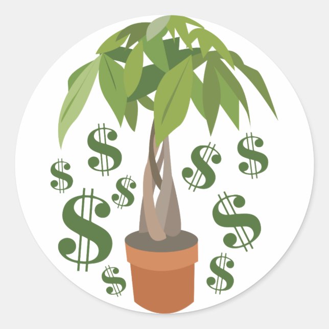 Money Tree Runder Aufkleber (Vorderseite)