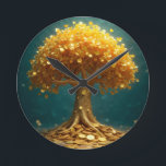 Money tree wall clock runde wanduhr<br><div class="desc">Money tree wall clock good luck</div>