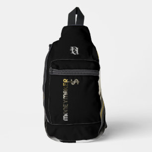 MONEYMAKER Black Sling Bag Trend Abstrakt