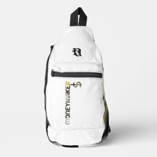 MONEYMAKER Weißer Sling Bag Trend Abstrakt Schwarz