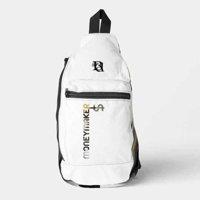 MONEYMAKER Weißer Sling Bag Trend Abstrakt Schwarz (Vorderseite)