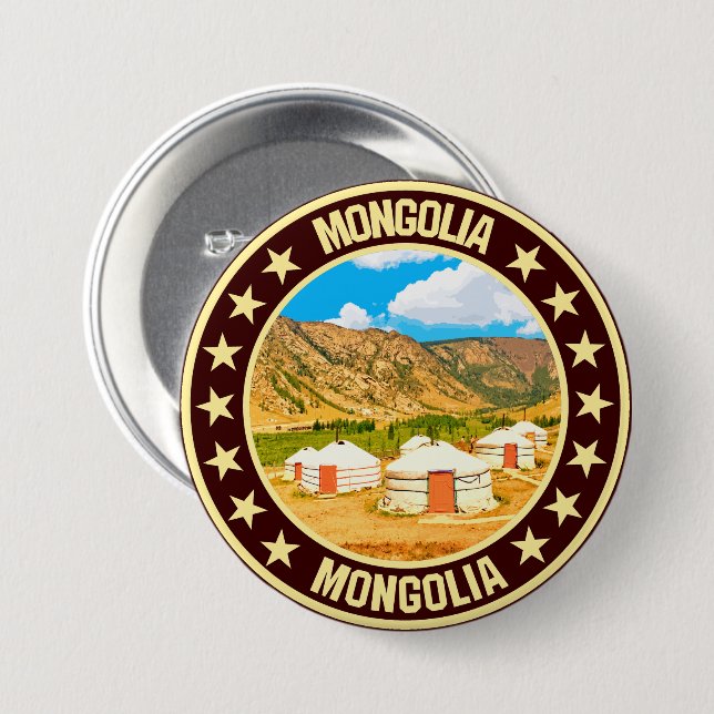 Mongolei Button (Vorne & Hinten)