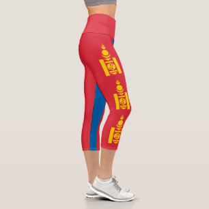 Mongolei-Flagge Capri Leggings
