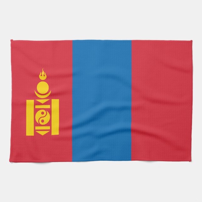 Mongolei-Flagge Geschirrtuch (Horizontal)