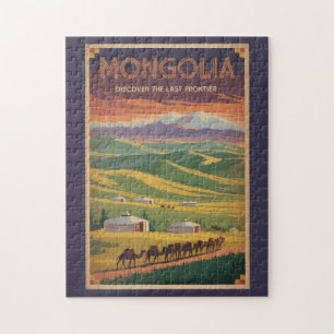 Mongolei Kamele Jurte Illustration Reise Kunst Ret