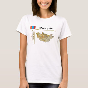 Mongolei Karte + Flagge + T - Shirt
