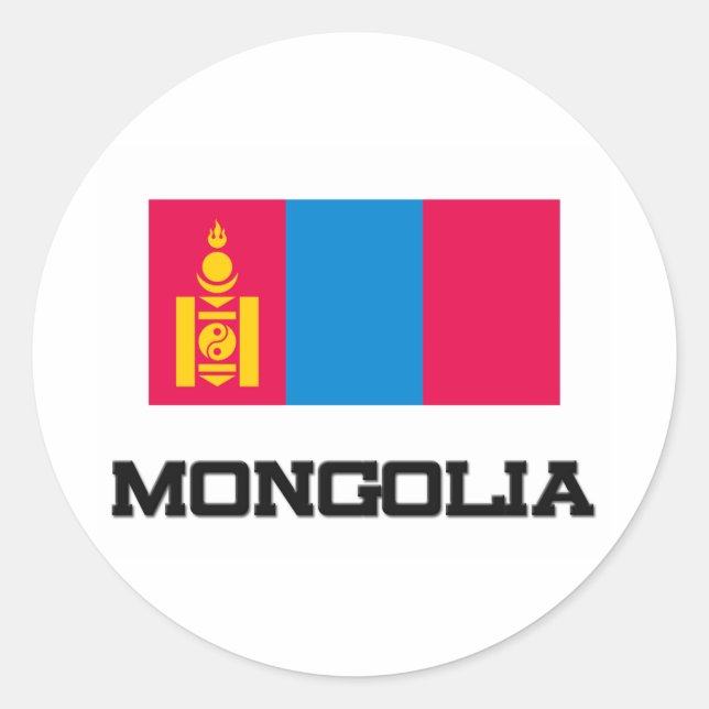 Mongolei Runder Aufkleber (Vorderseite)