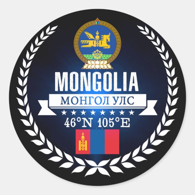 Mongolei Runder Aufkleber (Vorderseite)