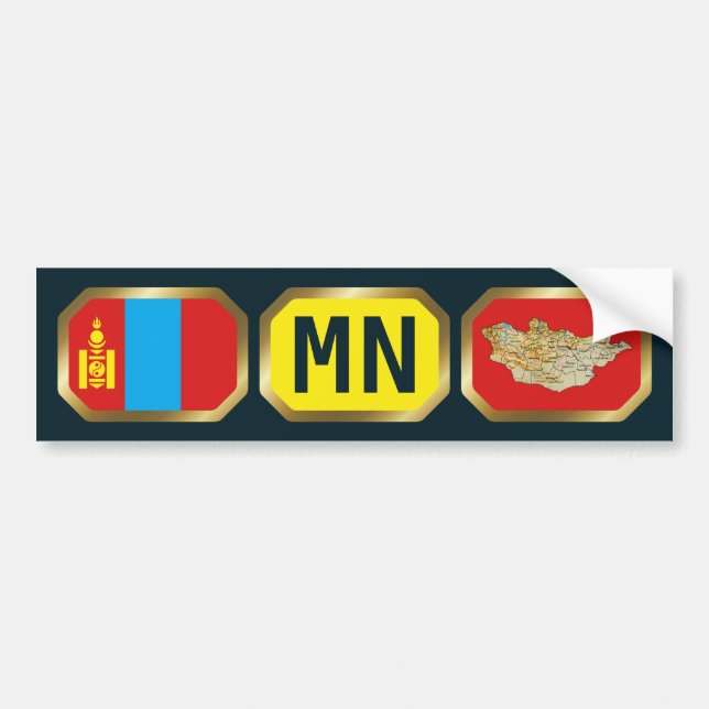 Mongolia Flag Map Code Bumper Sticker Autoaufkleber (Vorne)
