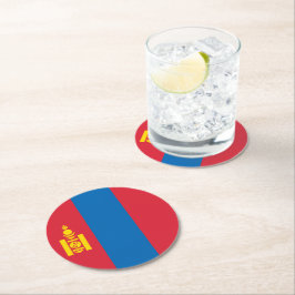 Mongolia flag runder pappuntersetzer